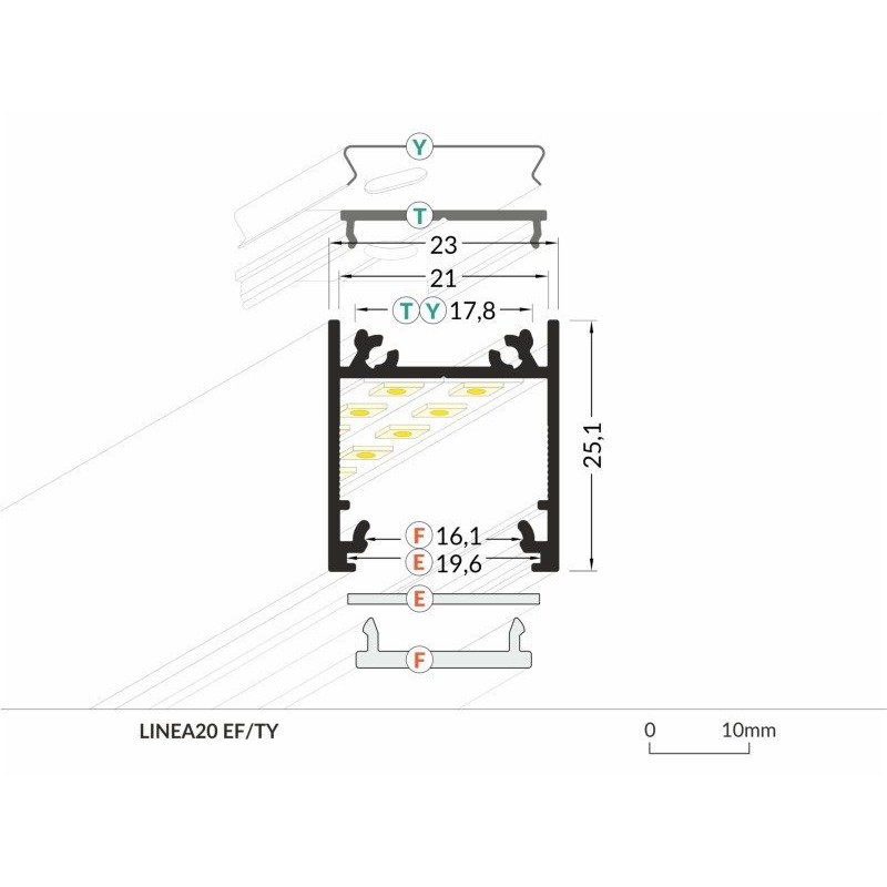 LINEA20 Alu profil i Hvid...