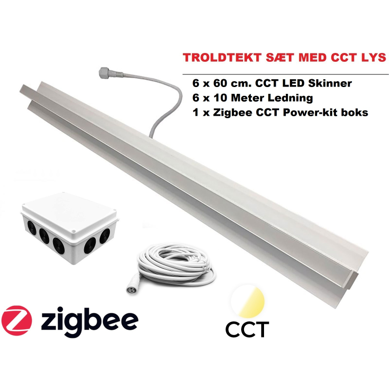 Zigbee LED skinnesæt i CCT, Ra90, 6x60 cm