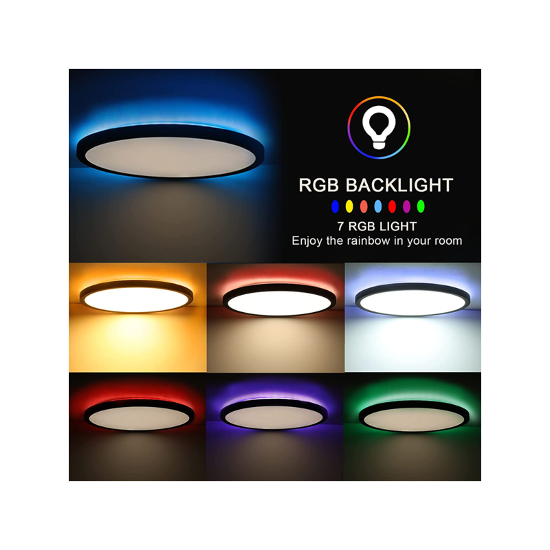 SMART WiFi LED Loftlampe Ø300, 23W i RGBCCT, Ra90, 230V - Sort