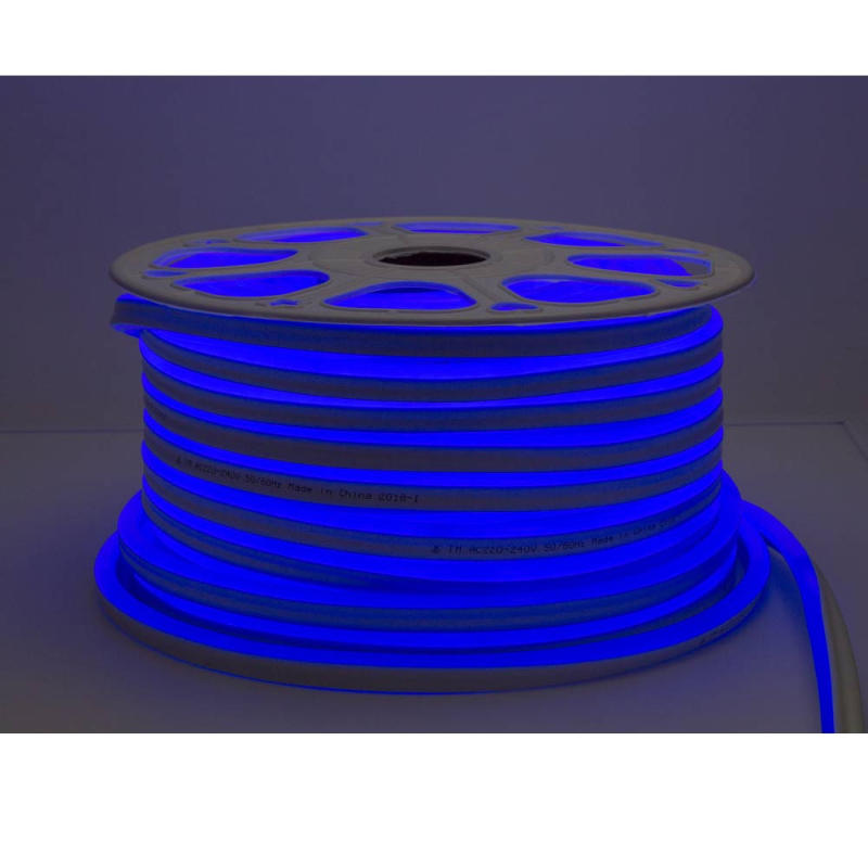 NEON FLEX Strip 16x10mm, Blå, 8,5W, 230V, IP65 - 50 Meter