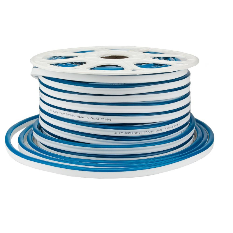 NEON FLEX Strip 16x10mm, Blå, 8,5W, 230V, IP65 - 50 Meter