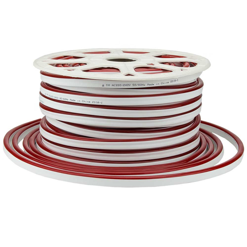 NEON FLEX Strip 16x10mm, Rød, 8,5W, 230V, IP65 - 50 Meter