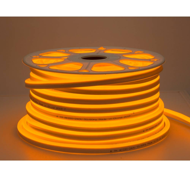 NEON FLEX Strip 16x10mm i Amber, 8,5W, 230V, IP65 - 50 Meter