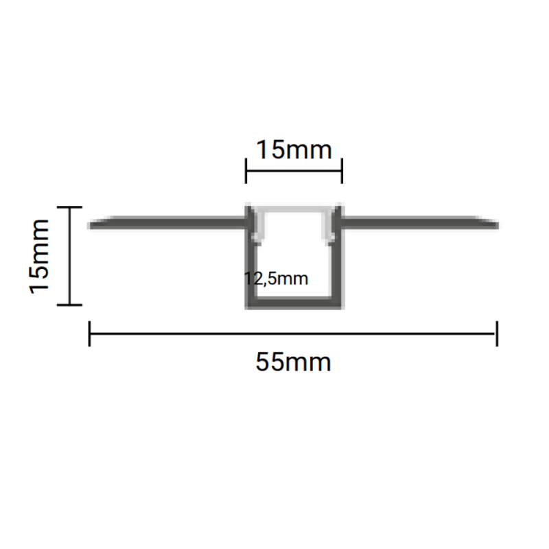 Flex Aluminiumsprofil Til indspartling/indbygning - 2 Meter