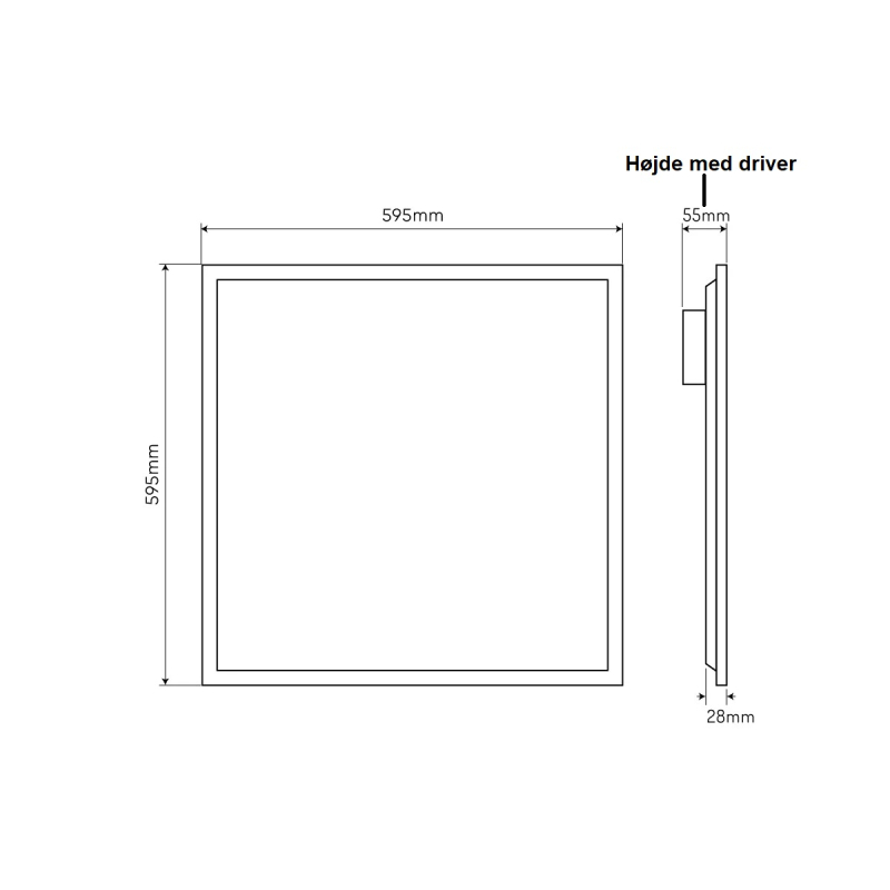 PRIME Dæmpbar (Triac/PUSH) LED Panel 60x60 På 40W i 4000K, 4800LM - Hvid