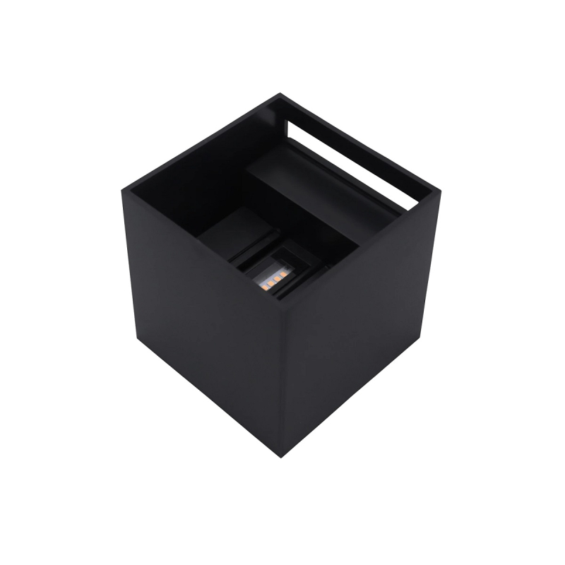 6 x CUBE LED Udendørs Væglampe 6W Up/Down i 3000K, IP65 - Sort