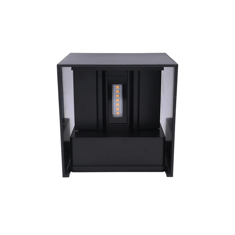 6 x CUBE LED Udendørs Væglampe 6W Up/Down i 3000K, IP65 - Sort