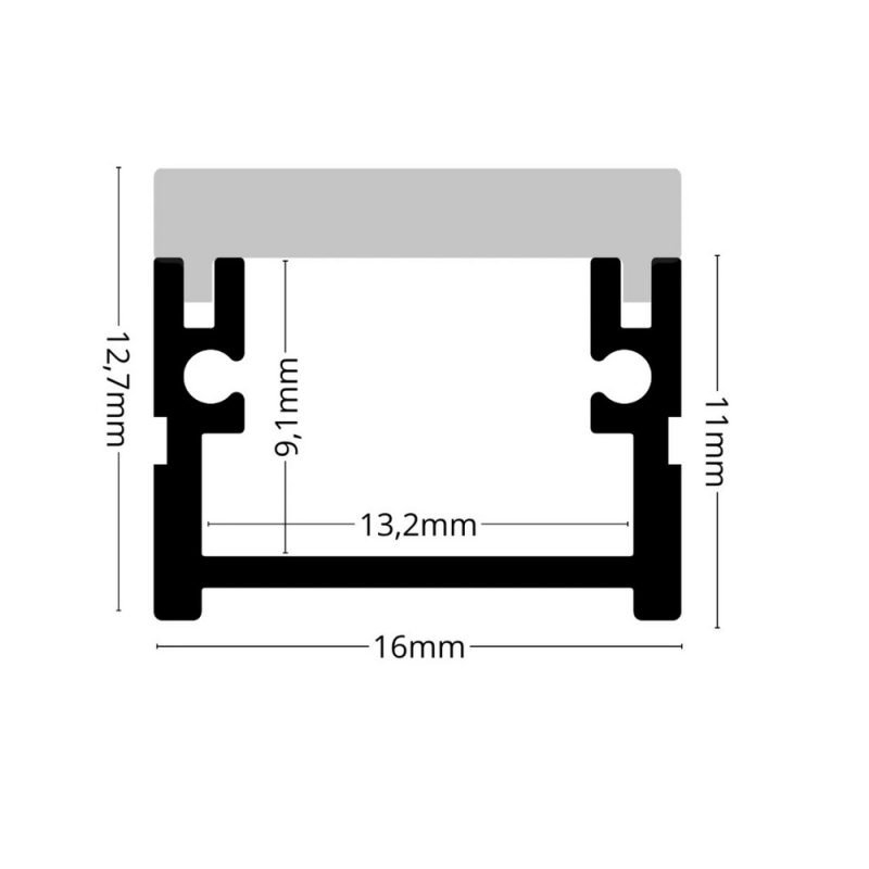FLOOR 6 Aluminiumsprofil Til LED Strip - 2 Meter