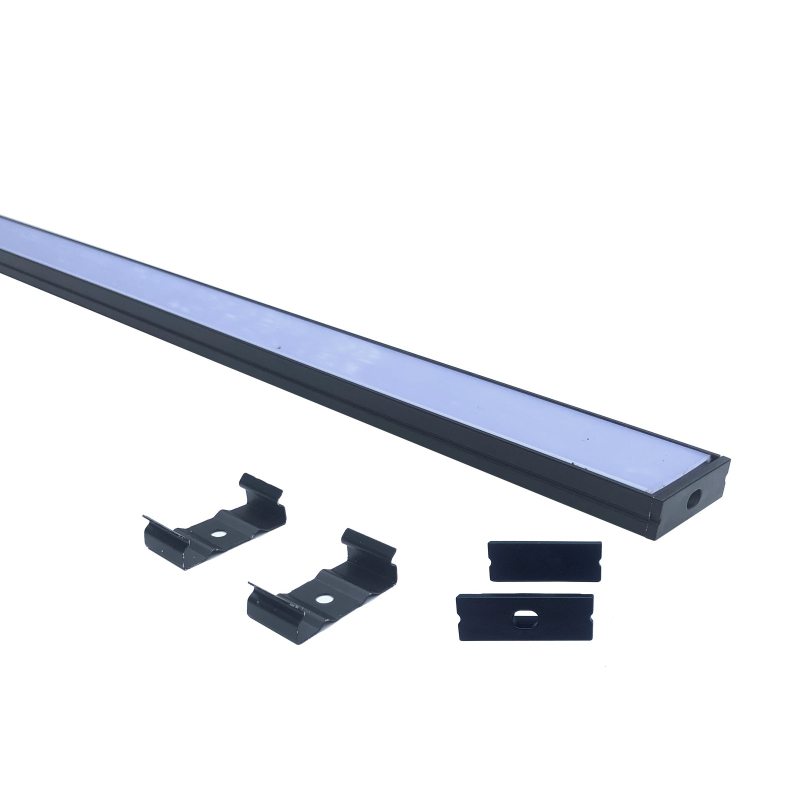 Akustik Alu Profil i Sort Til LED Strip (30x10 mm.) - 180 cm.