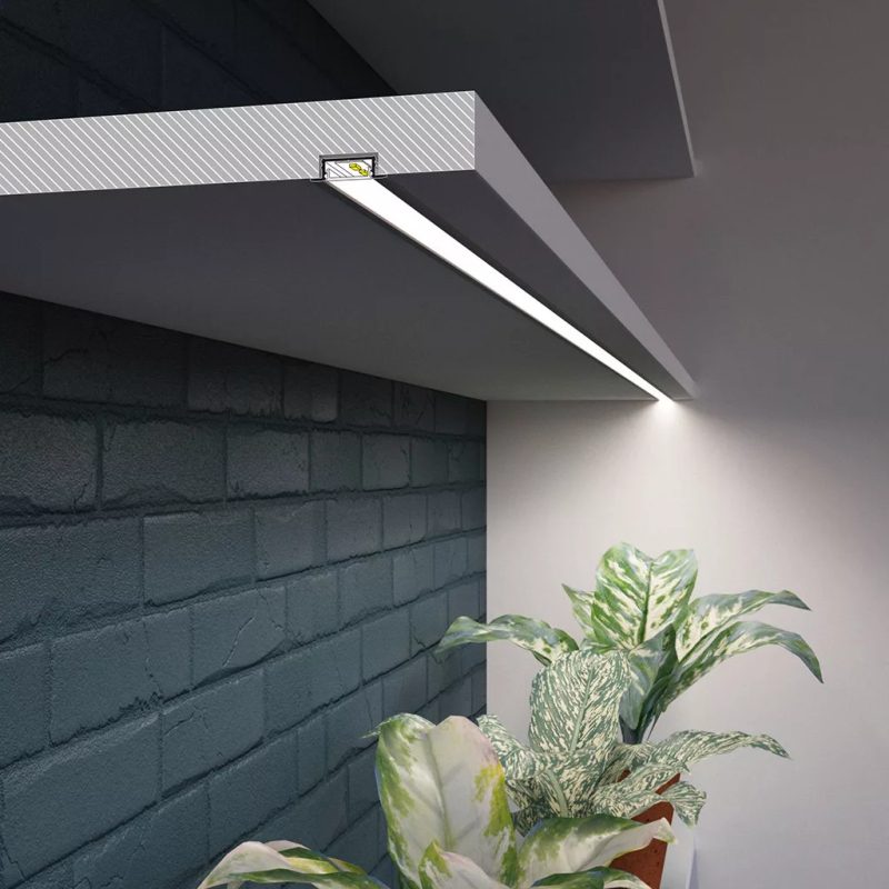 GROOVE14 Hvid indfræsnings profil Til LED Strip (Model C3) - 2 Meter