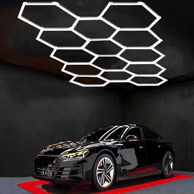 Hexagon LED Lysskinne Loftgitter (Komplet Med 14 Felter)