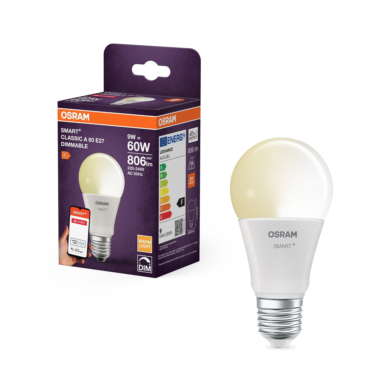 OSRAM SMART+ Zigbee E27 LED Pære 9W i 2700K