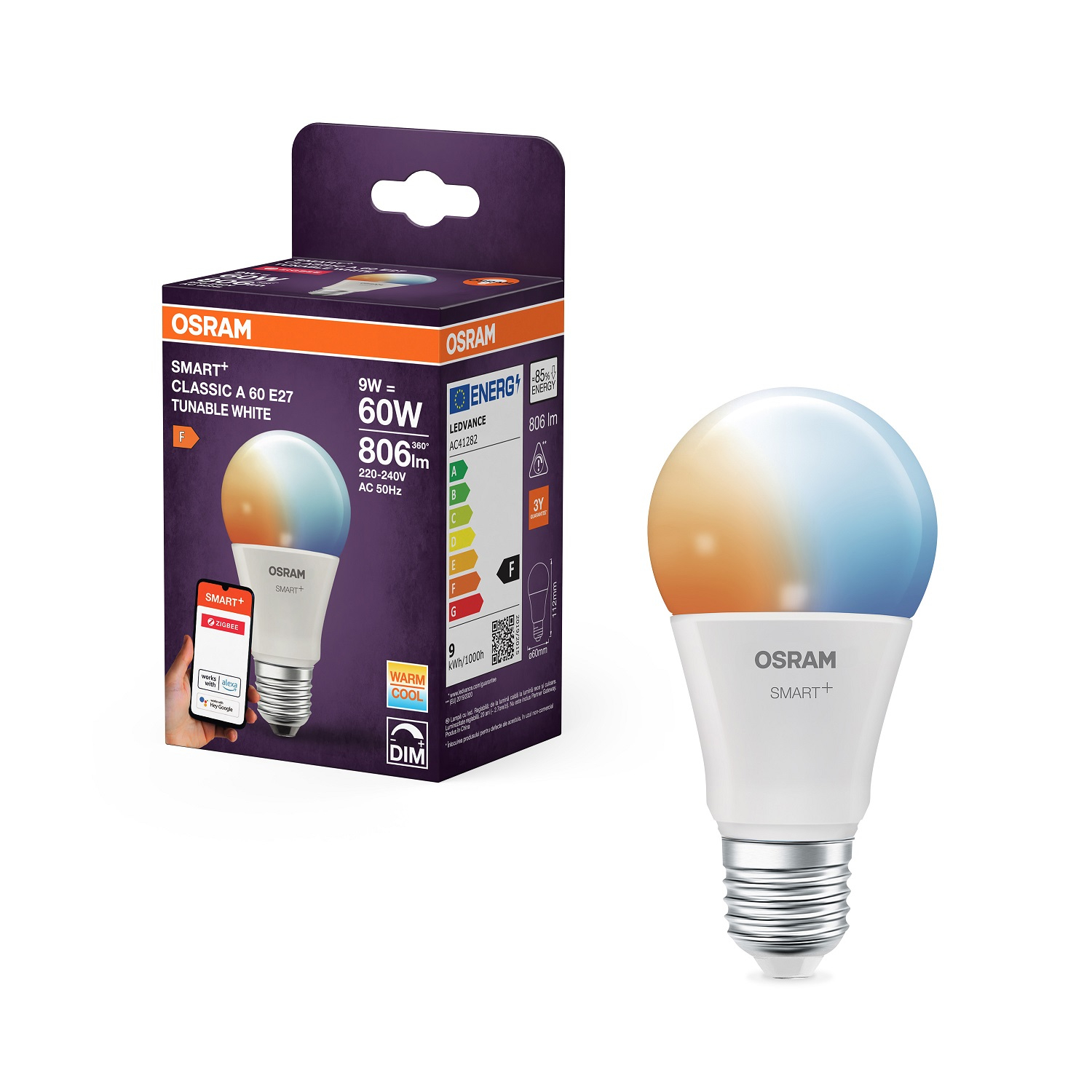 OSRAM SMART+ Zigbee E27 LED Pære 9W i TW (2700K-6500K)