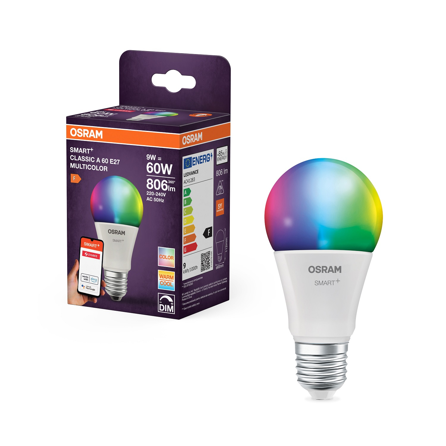 OSRAM SMART+ Zigbee E27 LED Pære 9W i RGB+CCT