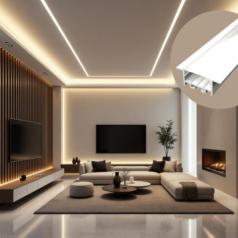 RECESSED 21 Hvid Indbygnings profil Til LED Strip (Komplet) - 2 Meter