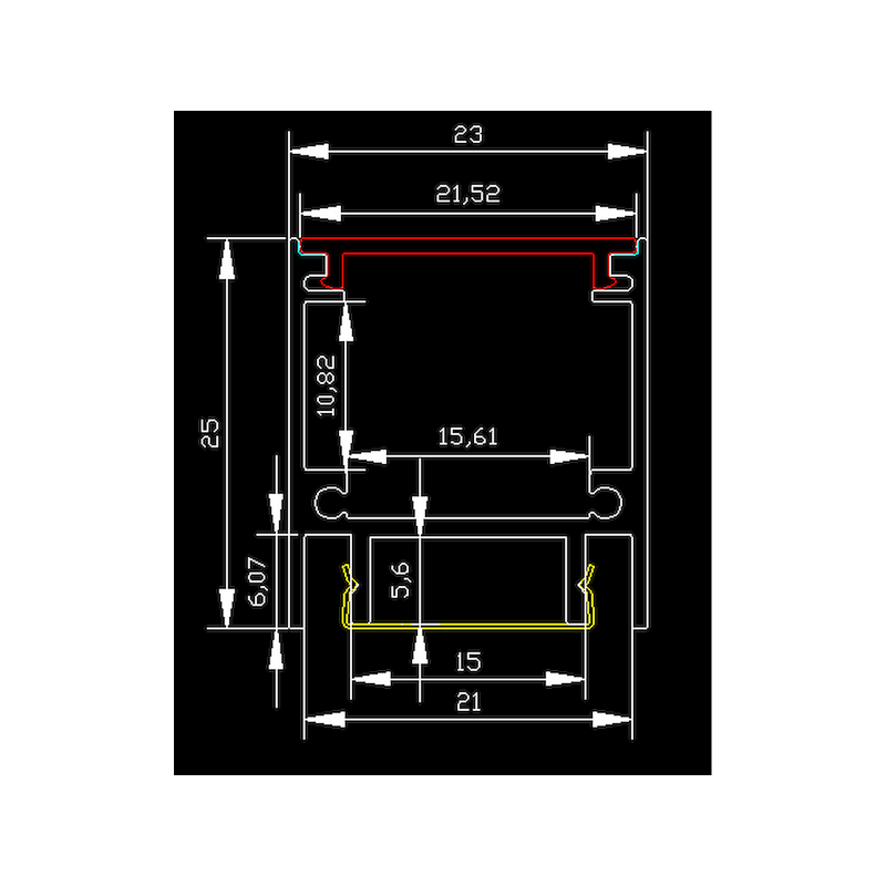 Sort Alu profil 23x25mm....