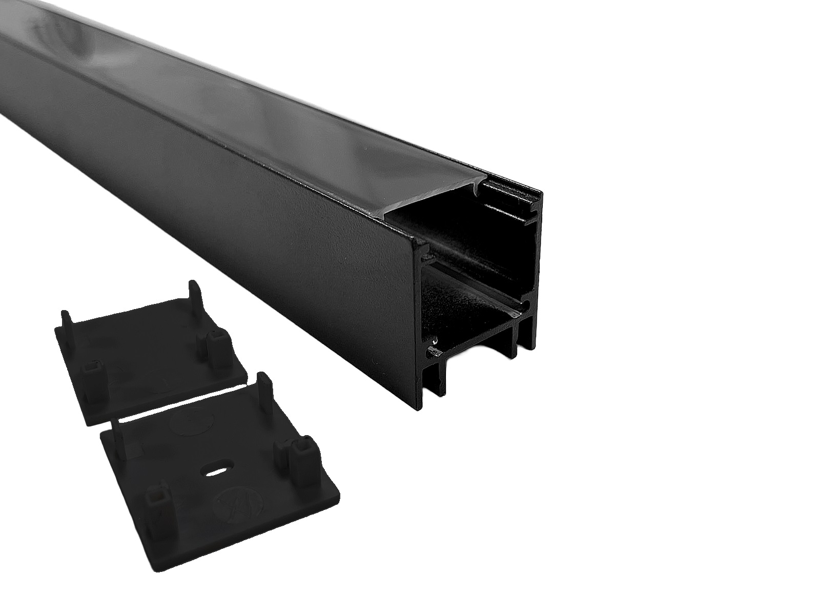 Sort Alu profil 23x25mm. Til LED Strip (Komplet) - 1,8 Meter