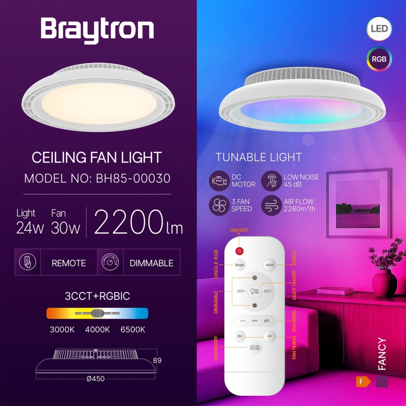 LED Loftlampe & Ventilator...