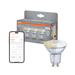 3-Pak OSRAM SMART+ WiFi/MATTER GU10 LED Pære 4,7W 2700K