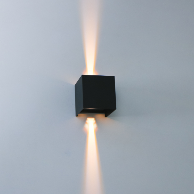 6 Stk. CUBE LED Udendørs Væglampe 6W Up/Down 3000K - Sort