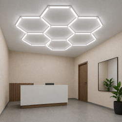 Hexagon LED Lysskinne Loftgitter (Komplet Med 8 Felter)